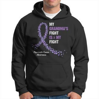 My Grandmas Fight Is My Fight Pancreatic Cancer Awareness Men Hoodie Graphic Print Hooded Sweatshirt - Seseable