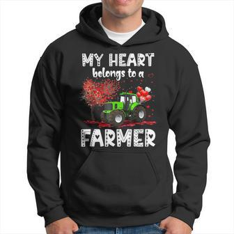 My Heart Belongs To A Farmer Valentine For Farmer Wife Men Hoodie Graphic Print Hooded Sweatshirt - Seseable