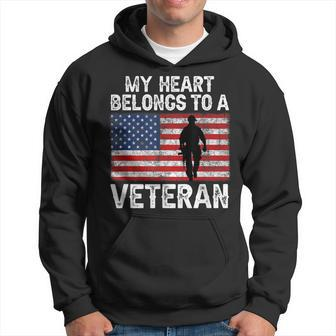 My Heart Belongs To A Veteran Army Veteran Fathers Day Hoodie - Seseable
