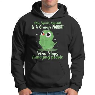 My Spirit Animal Is Grumpy Parrot Who Slaps Annoying People Men Hoodie Graphic Print Hooded Sweatshirt - Seseable