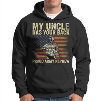 My Uncle Has Your Back Proud Army Nephew Veteran Uncle Men Hoodie Graphic Print Hooded Sweatshirt - Seseable