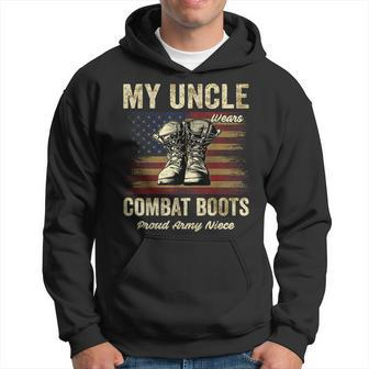 My Uncle Wears Combat Boots Proud Army Niece Veteran Uncle Men Hoodie Graphic Print Hooded Sweatshirt - Seseable
