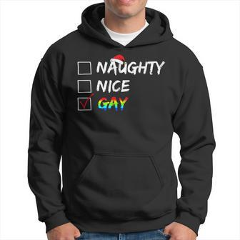Naughty Nice Gay Rainbow Funny Gay Pride Lgbt Christmas Xmas V2 Men Hoodie Graphic Print Hooded Sweatshirt - Thegiftio UK