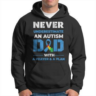 Never Underestimate Prayer Autistic Kid Autism Awareness Dad Hoodie - Seseable