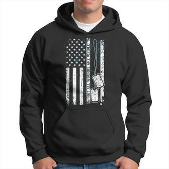 Not All Wounds Visible Military Tag Usa Flag Ptsd Gift Hoodie | Mazezy