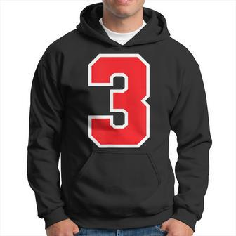 Number 3 Sports Jersey Birthday Age Lucky Number Red White Men Hoodie - Thegiftio UK