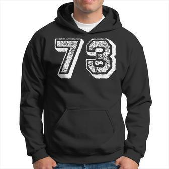Number 73 Sports Jersey Player 73 Fan Front Print Vintage Hoodie - Seseable