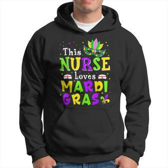 Nurse Mardi Gras Scrub Top Rn Icu Pacu Nicu Er Cna Women V5 Hoodie - Seseable