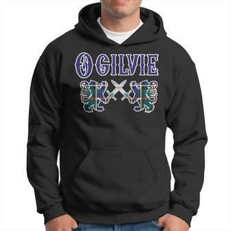 Ogilvie Scottish Clan Lion Family Name Tartan Kilt Men Hoodie Graphic Print Hooded Sweatshirt - Seseable