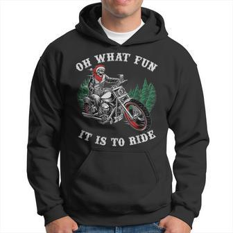 Oh What Fun It Is To Ride Motorcycle Skeleton Christmas Men Hoodie Graphic Print Hooded Sweatshirt - Seseable