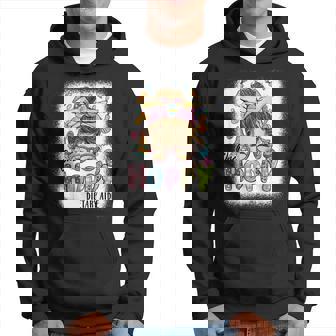 One Hoppy Dietary Aide Leopard Bunny Messy Bun Easter Day Hoodie | Mazezy