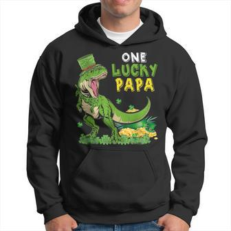 One Lucky Papa Funny St Patricks Day T-Rex Leprechaun Gift Hoodie - Seseable
