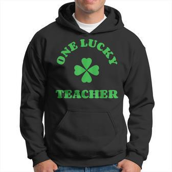 One Lucky Teacher Shamrock St Patricks Day Irish Teacher Hoodie - Seseable
