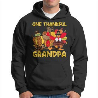 One Thankful Grandpa Autumn Fall Turkey Thanksgiving Fathers Hoodie | Mazezy