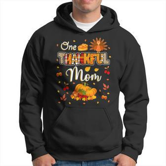 One Thankful Mom Fall Leaves Autumn Mother Thanksgiving Men Hoodie Graphic Print Hooded Sweatshirt - Thegiftio UK