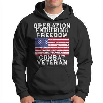 Operation Enduring Freedom Combat Veteran - Vintage Us Flag Men Hoodie Graphic Print Hooded Sweatshirt - Seseable