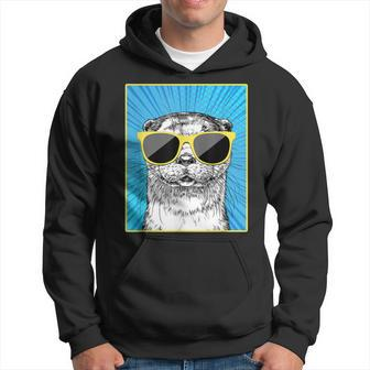 Otter Portrait Pop Art Animal With Sunglasses Men Hoodie Graphic Print Hooded Sweatshirt - Thegiftio UK