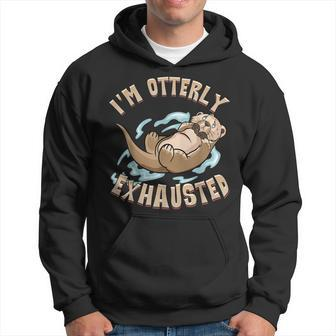 Im Otterly Exhausted Adorable Sea Otter Tired Pun Men Hoodie - Thegiftio UK