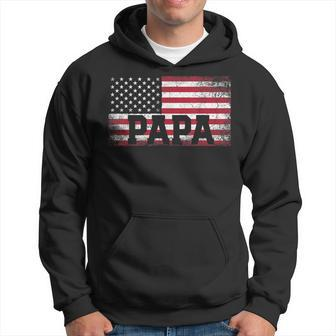Papa American Flag Fathers Day 4Th Of July Gift Grandpa Gift For Mens Hoodie | Mazezy