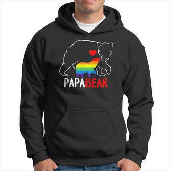 Papa Bear Proud Dad Daddy Rainbow Flag Lgbt Pride Father Day Men Hoodie - Thegiftio UK
