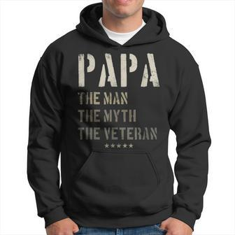 Papa Man Myth Veteran Fathers Day Gift For Military Veteran Hoodie - Seseable