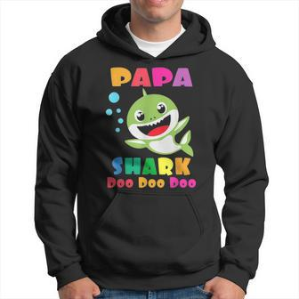 Papa Shark Funny Fathers Day Gift For Mens Dad Hoodie - Seseable