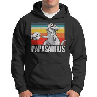 Papasaurus Papa Dinosaurs Dad & Baby Fathers Day Gift Hoodie - Seseable