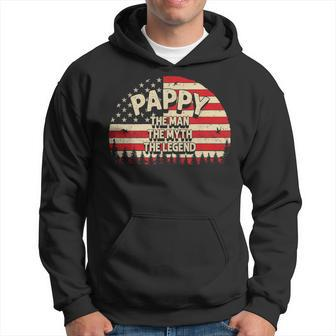 Pappy The Man The Myth The Legend Men Usa Flag Grandpa Hoodie - Seseable