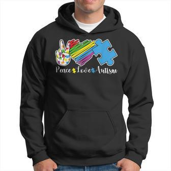 Peace Love Autism Puzzle In April We Wear Blue For Autism  Hoodie