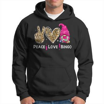 Peace Love Bingo Funny Bingo Lover Hoodie | Mazezy