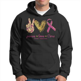 Peace Love Cure Breast Cancer Awareness Hoodie - Seseable