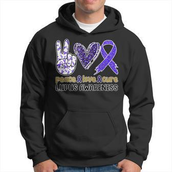Peace Love Cure Lupus Awareness Purple Ribbon Lupus Support Hoodie | Mazezy