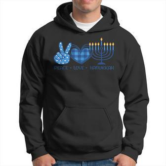 Peace Love Hanukkah Funny Happy Hanukkah Family Pjs Matching Men Hoodie Graphic Print Hooded Sweatshirt - Seseable