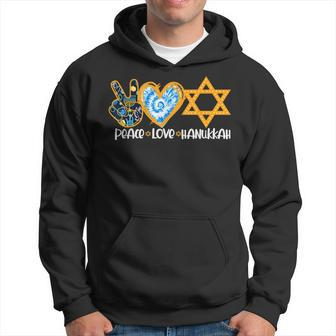 Peace Love Hanukkah Leopard Hanukkah Menorah Jewish Pajamas Men Hoodie - Thegiftio UK