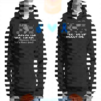 Peace Love Hope T Child Abuse Awareness Blue Ribbon Hoodie | Mazezy