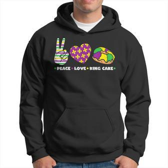 Peace Love King Cake Funny Mardi Gras Party Carnival Gift Hoodie - Seseable