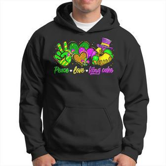 Peace Love King Cake Funny Mardi Gras Party Carnival Gifts V4 Hoodie - Seseable