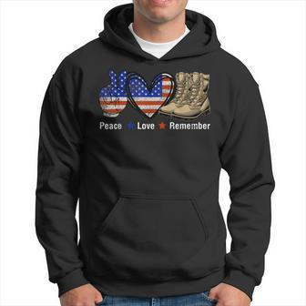 Peace Love Remember Combat Boots Usa Flag Veteran Day Hoodie - Seseable