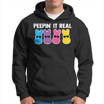 Peepin It Real - Funny Bunny Candy Egg Hunt Happy Easter Hoodie | Mazezy