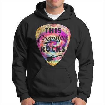 Personalized This Grandpa Rocks Fun Tie Dye Guitar Pick Gift For Mens Hoodie | Mazezy