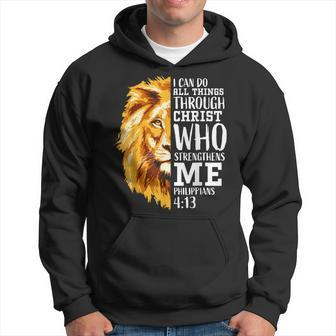 Philippians 413 Christian Verse Gifts Men Religious Lion Hoodie - Seseable
