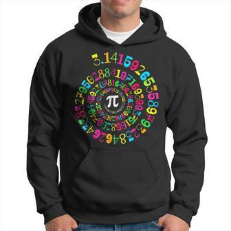 Pi Day Spiral Color Numbers 3 14 Happy Pi Day Men Hoodie Graphic Print Hooded Sweatshirt - Seseable