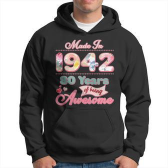 Pink Floral Made In 1942 80 Years Of Being Awesome Birthday Hoodie - Monsterry UK