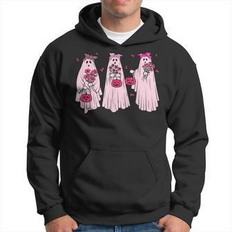 Pink Ribbon Breast Cancer Awareness Ghost Women Halloween Men Hoodie Graphic Print Hooded Sweatshirt - Thegiftio UK