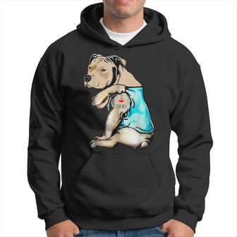 Pitbull Dog I Love Dad Tattoo Funny Family Hoodie - Thegiftio UK