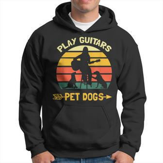 Play Guitars Pet Dogs Funny Guitar Lover Guitarist Vintage Hoodie - Seseable
