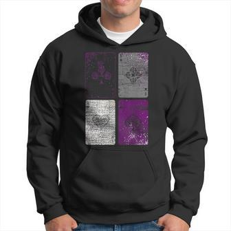 Playing Cards Queer Asexuality Demisexual Ace Queer Asexual Men Hoodie Graphic Print Hooded Sweatshirt - Seseable