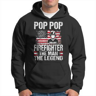 Pop Pop Firefighter The Man The Legend Retro Usa Flag Hoodie - Seseable