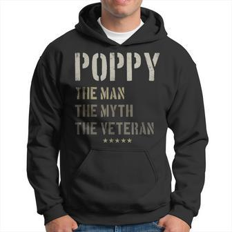 Poppy Man Myth Veteran Fathers Day Gift For Military Veteran Men Hoodie Graphic Print Hooded Sweatshirt - Seseable