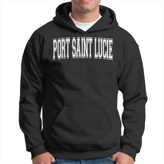 Port Saint Lucie Fl Florida Usa Vintage Sports Varsity Style Hoodie - Seseable